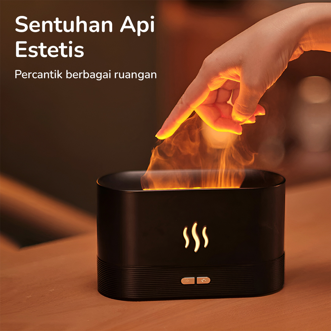 REUP Air Humidifier Mini Ultrasonic Aroma Diffuser Flame Light 200ml - DQ701