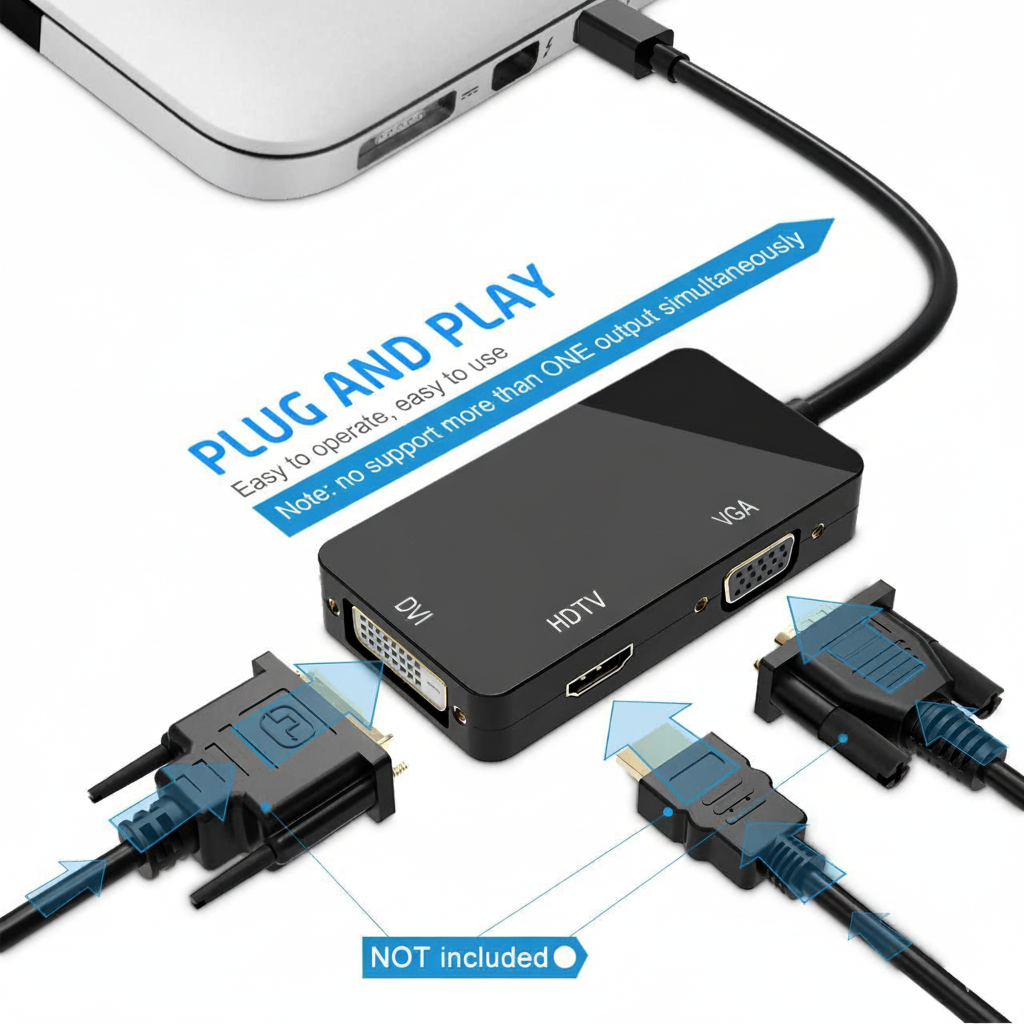 Konverter Mini Display Port ke HDMI/DVI/VGA (Thunderbolt Compatible) - M-1I3