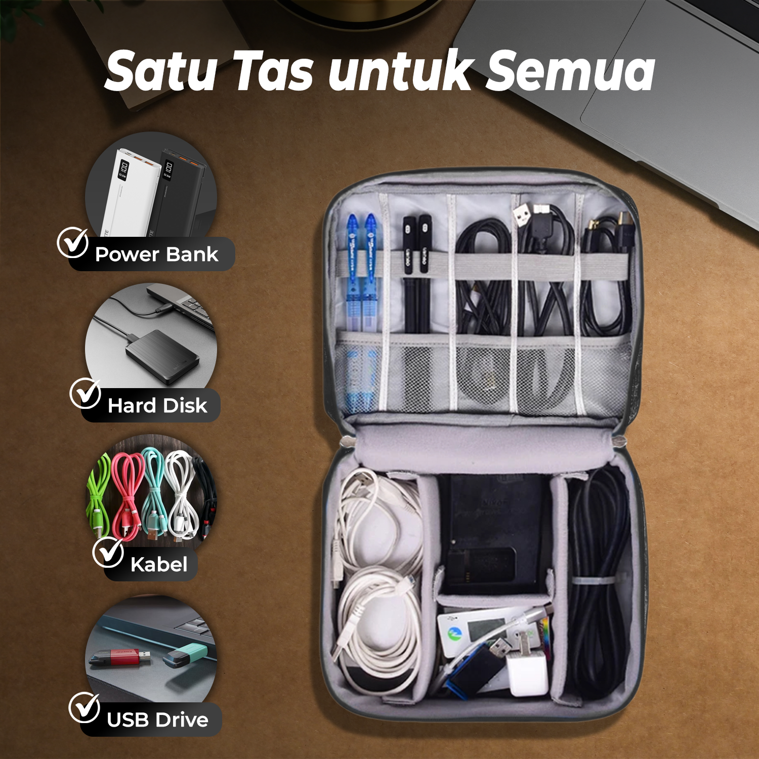 YIWU RUNHUI Tas Organizer Gadget Storage Bag Waterproof 24.5x18.5x9cm - CT062