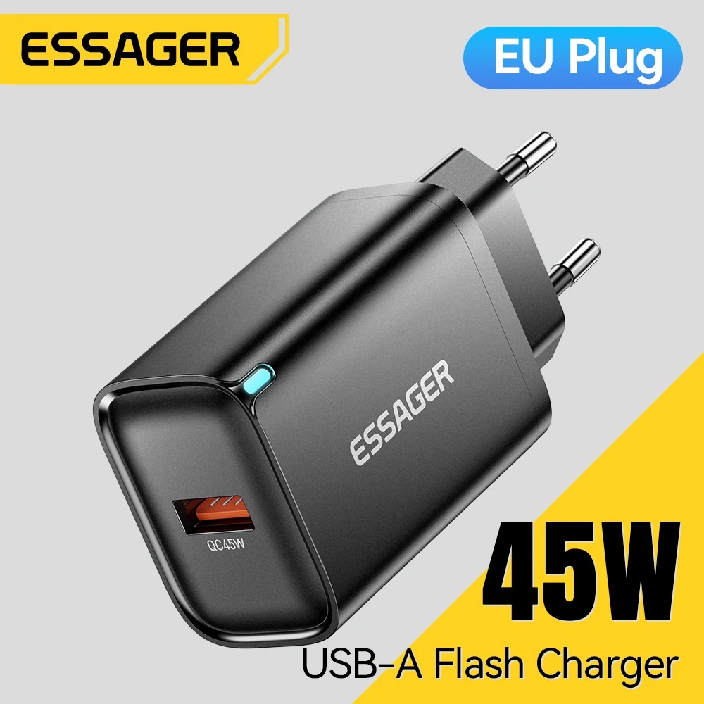 ESSAGER Kepala Charger Fast Charging GaN PD QC3.0 USB A EU Plug 45W - ES-CD60