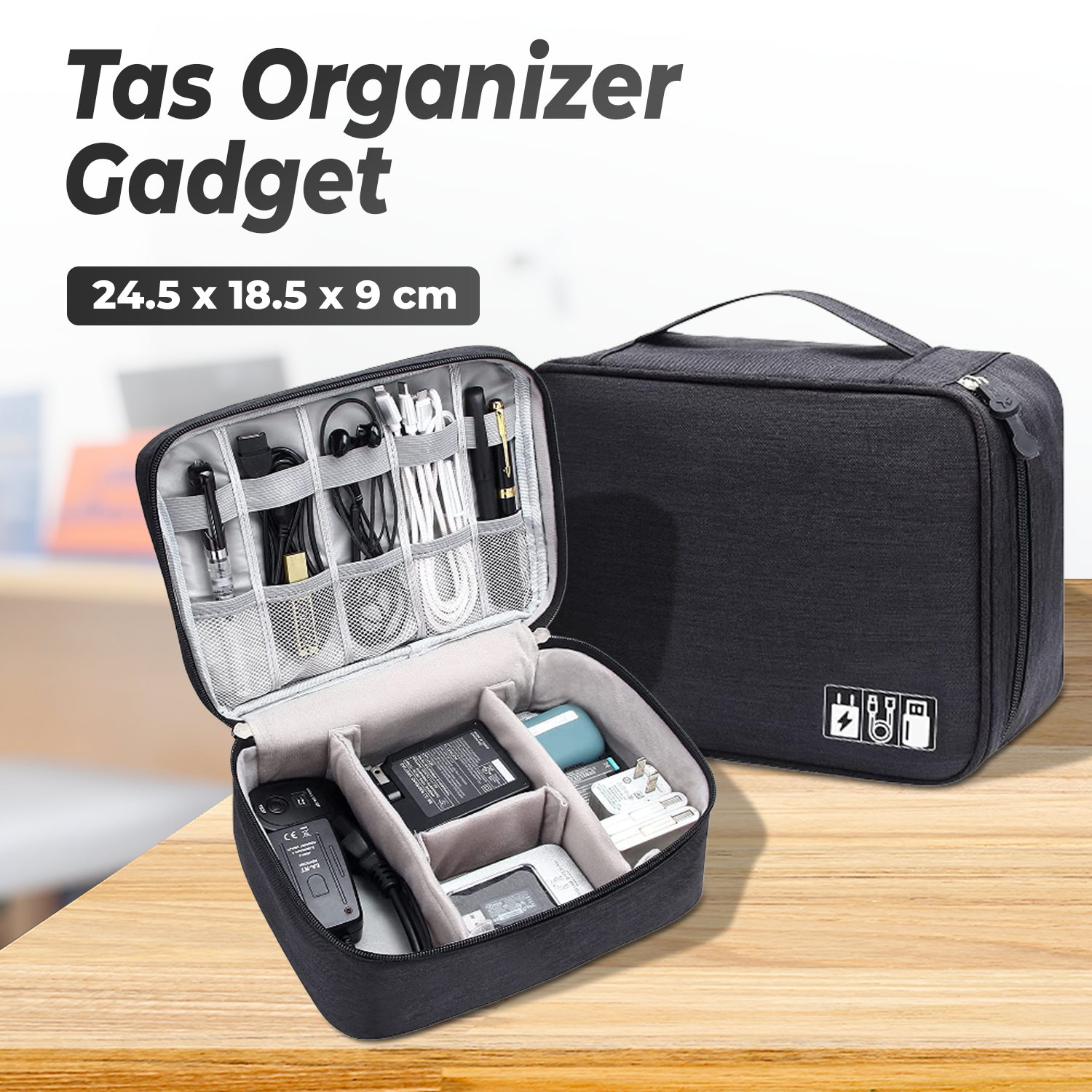 YIWU RUNHUI Tas Organizer Gadget Storage Bag Waterproof 24.5x18.5x9cm - CT062