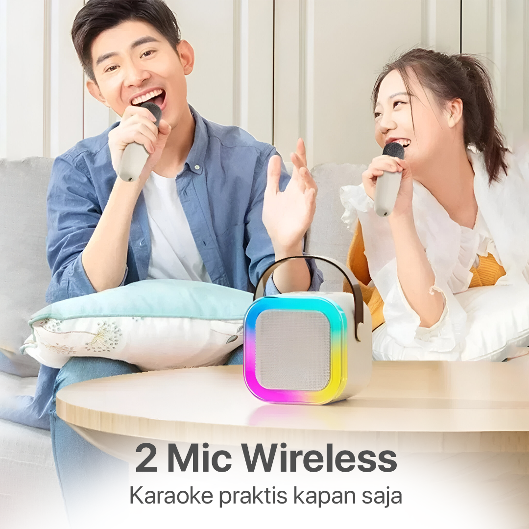 MEODY Speaker Bluetooth Portable Karaoke with 2 Wireless Microphone - K12