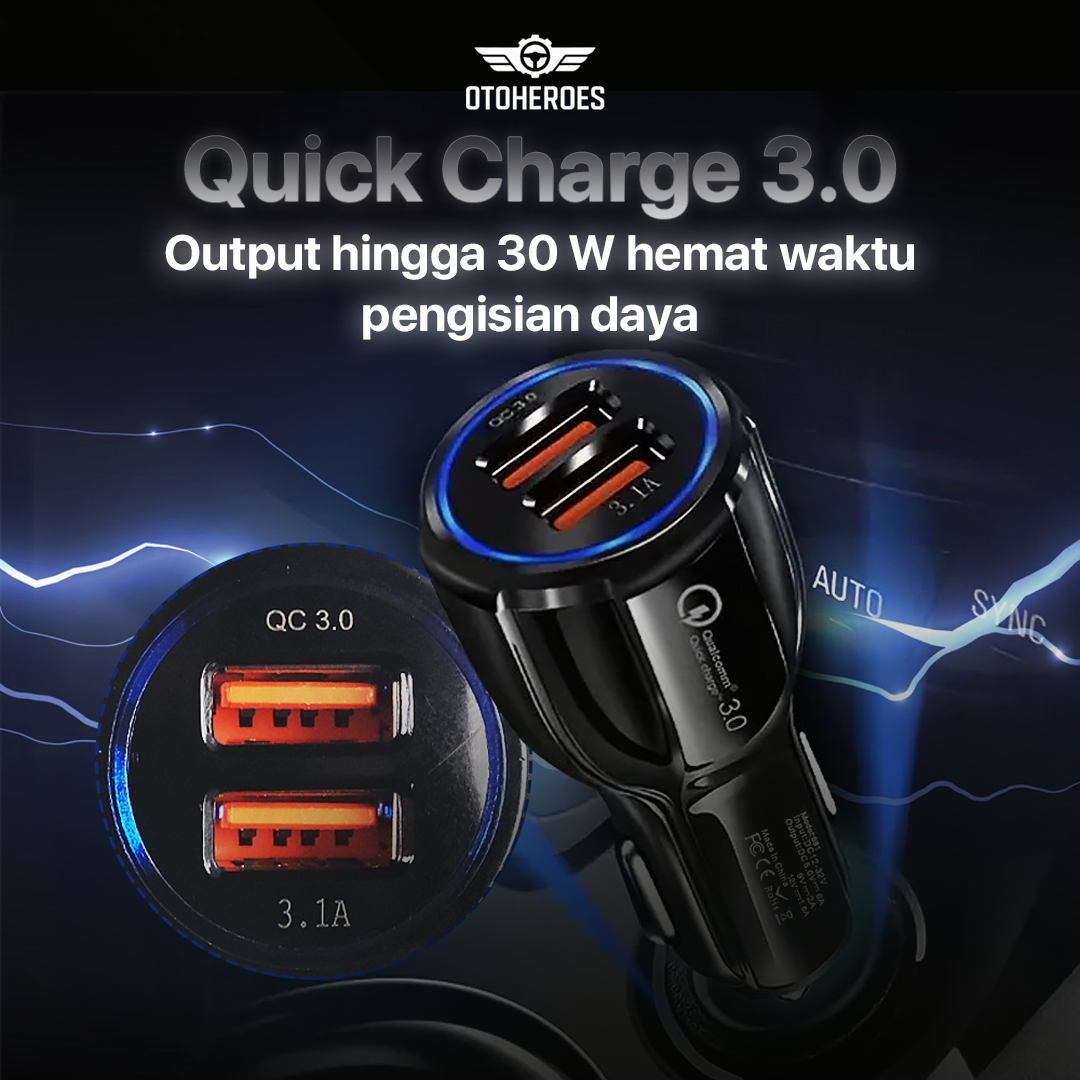OTOHEROES Car Charger Mobil Fast Charging QC 3.0 Dual USB Port 3.1A - DC-681