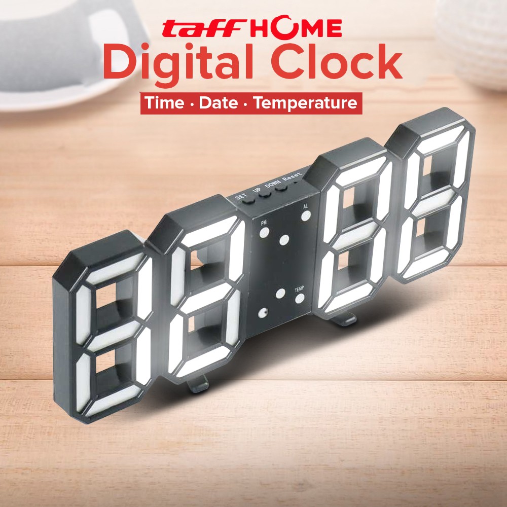 TaffHOME Jam Meja Alarm Weker LED Digital Clock - TS-S60-W
