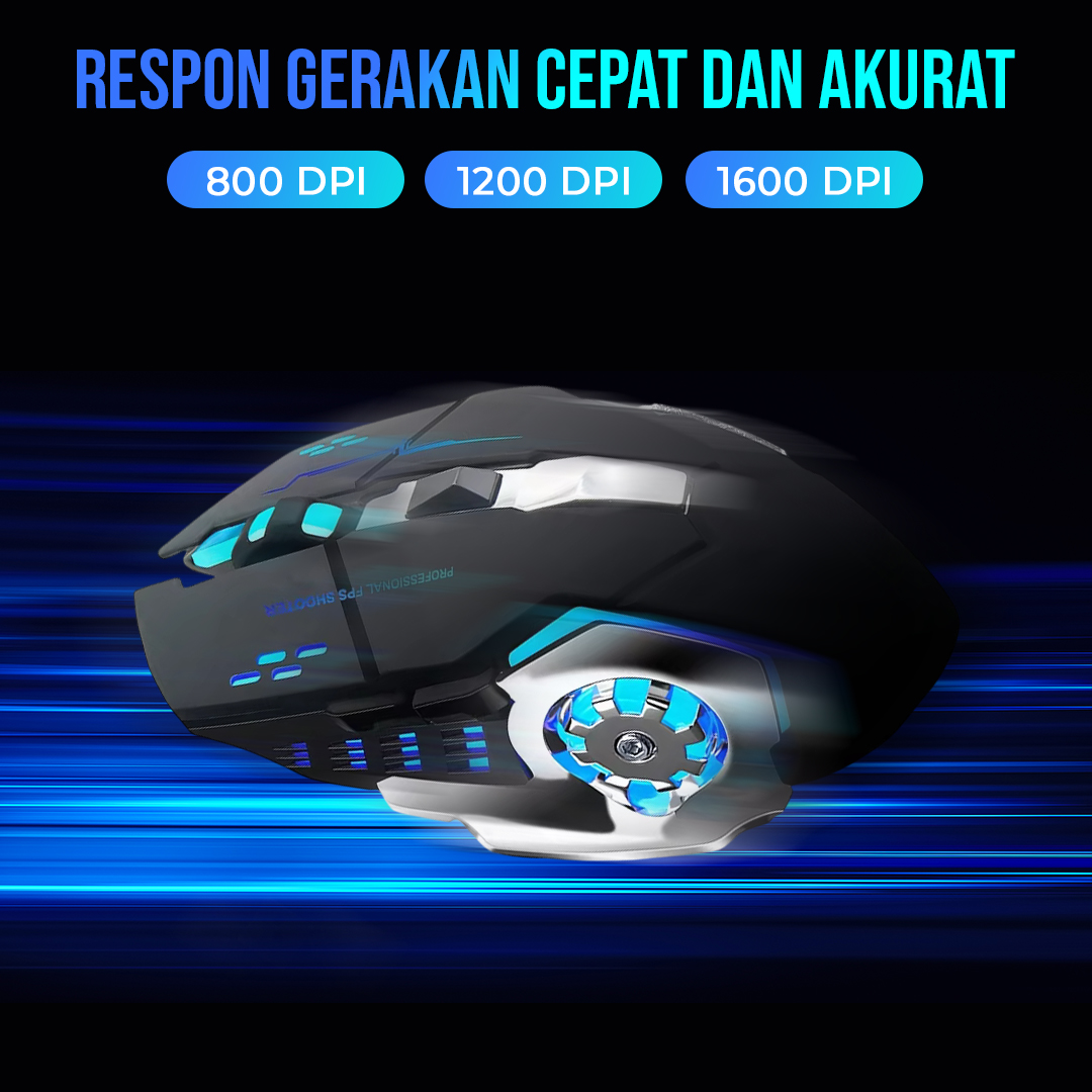 T-WOLF Mouse Gaming Wireless Bluetooth Optical 2.4GHz Silent 1600DPI - Q13