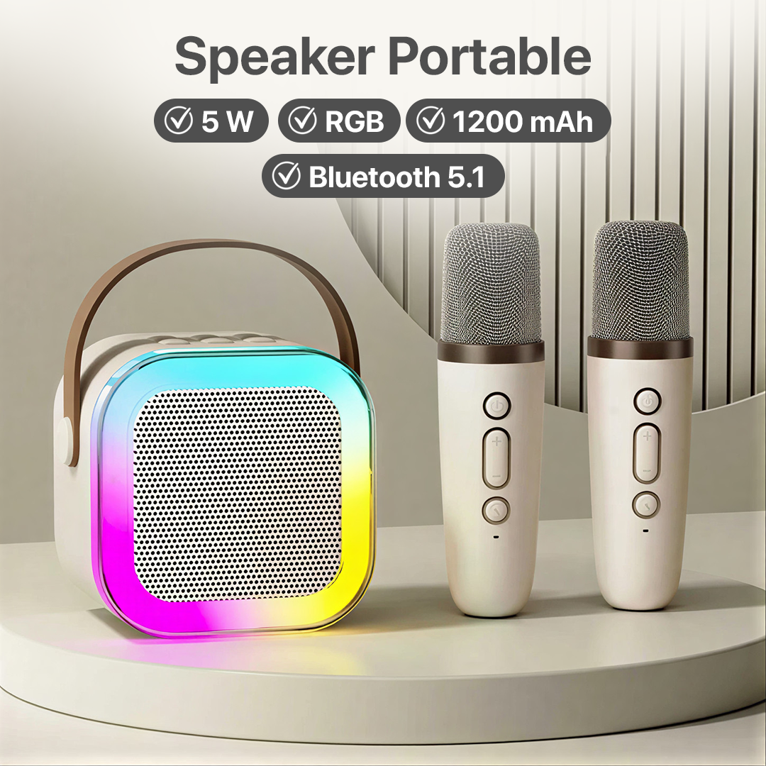 MEODY Speaker Bluetooth Portable Karaoke with 2 Wireless Microphone - K12