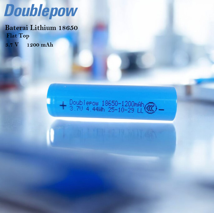 Doublepow Baterai Lithium Flat Top 18650 3.7V 1200mAh 1 PCS