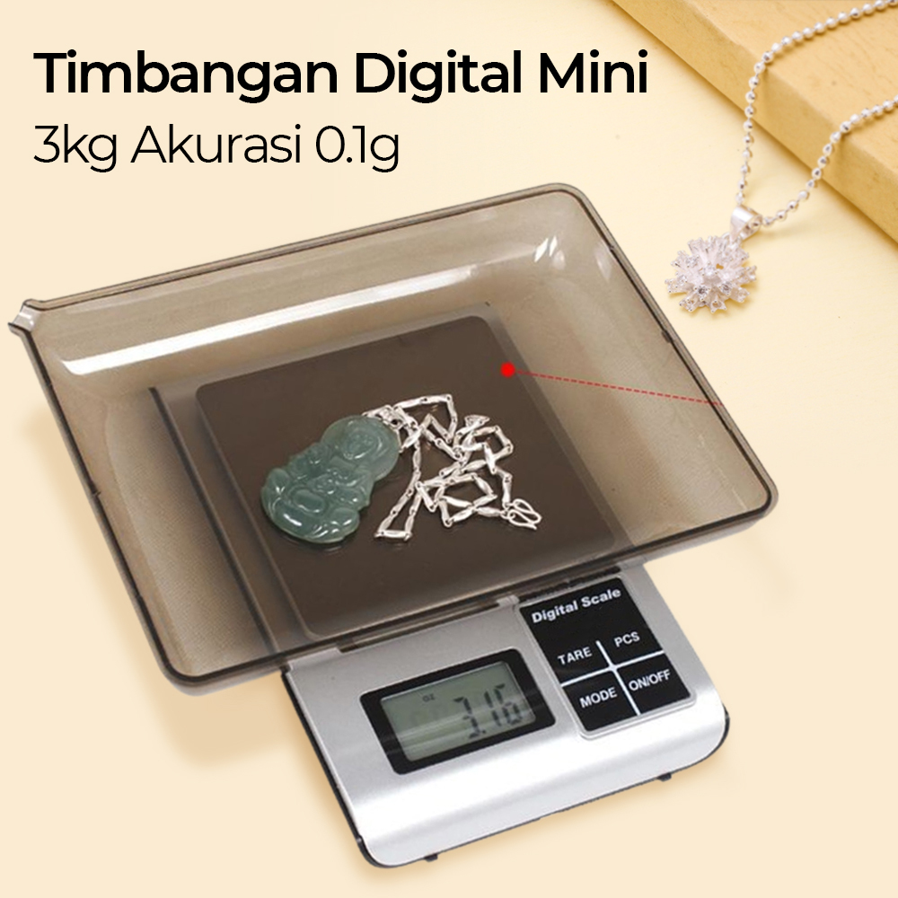 5KW Timbangan Emas Mini Digital Multifungsi 3kg 0.1g
