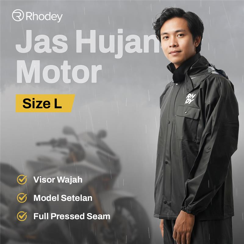 Rhodey Jas Hujan Setelan Motor Dewasa Visor PVC Waterproof Raincoat L - ZY-12