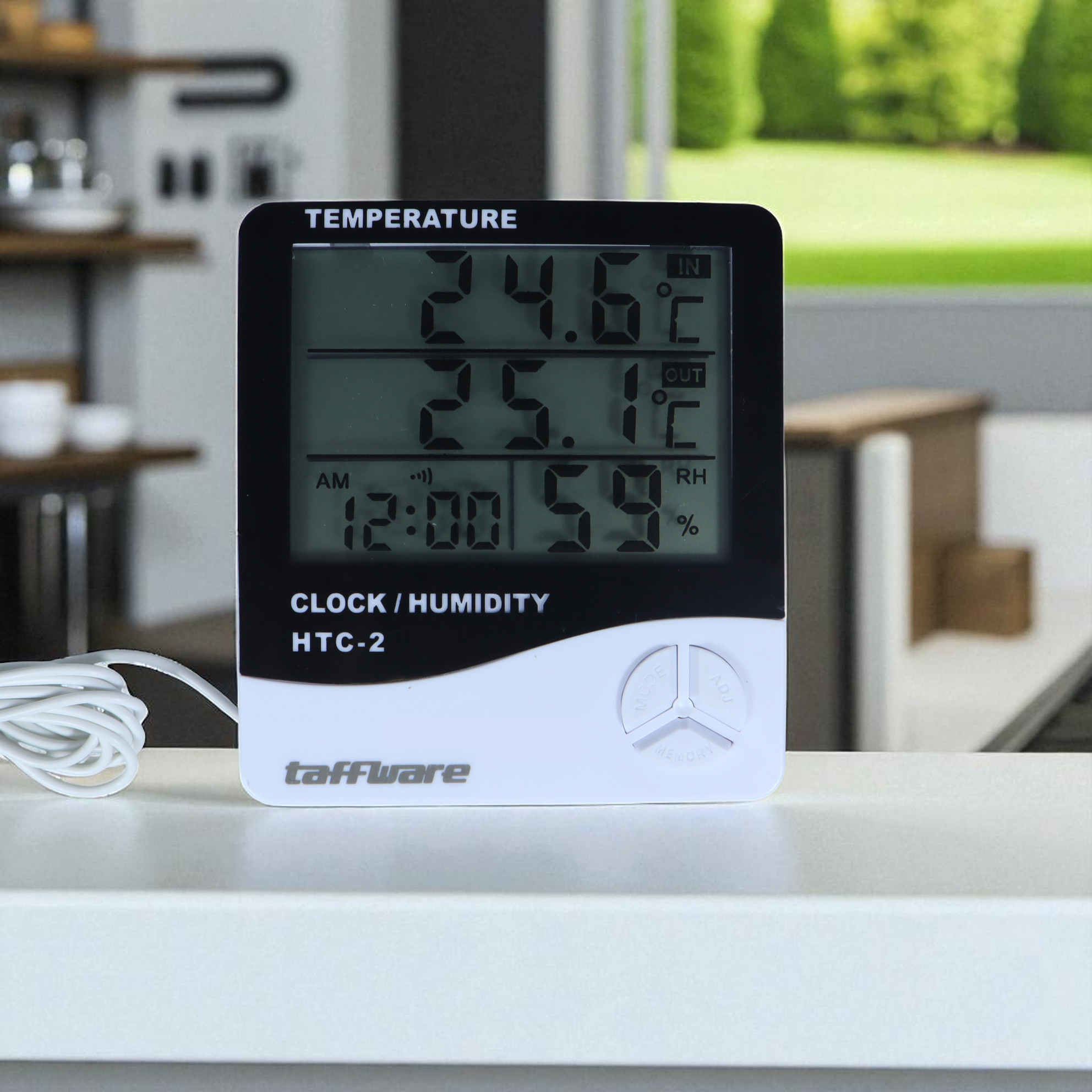 Taffware Alat Pengukur Suhu Humidity Digital Temperature Meter Clock - HTC-2
