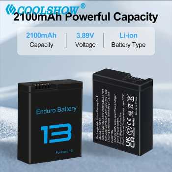 COOLSHOW Baterai Action Cam GoPro Hero 13 Rechargeable 2100mAh - JH-GP13