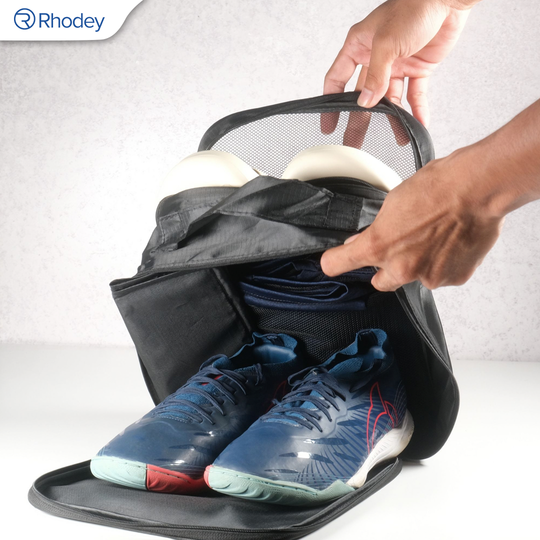 Rhodey Tas Sepatu 3 Layer Travel Organizer Shoes Bag Nylon Mesh Oxford - LK-20
