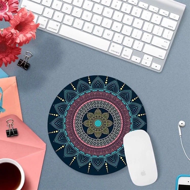 Comfast Mouse Pad Bulat Anti Slip Vintage Bohemian 200x200x3mm