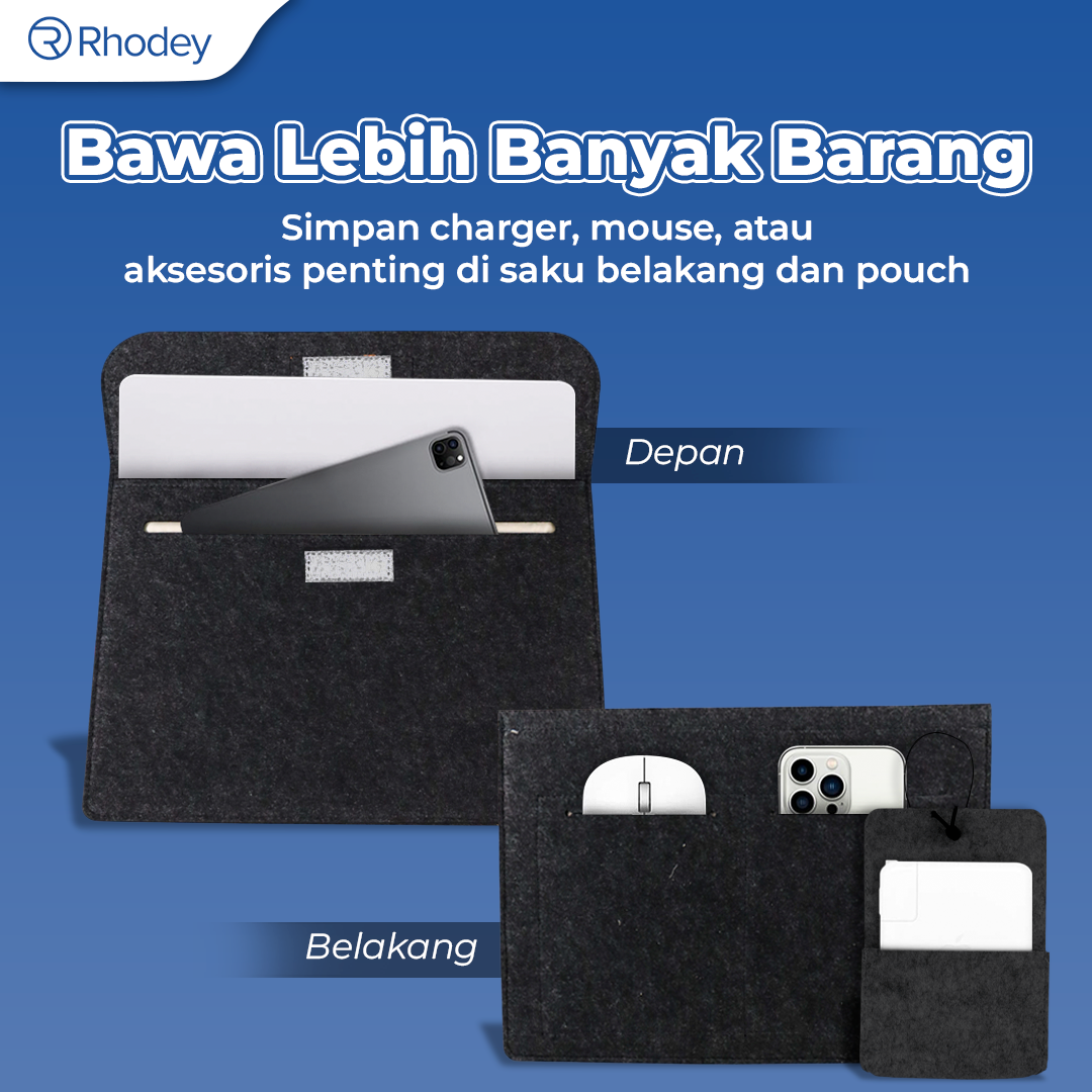 Rhodey Sleeve Case Laptop Macbook Felt with Pouch - AK01