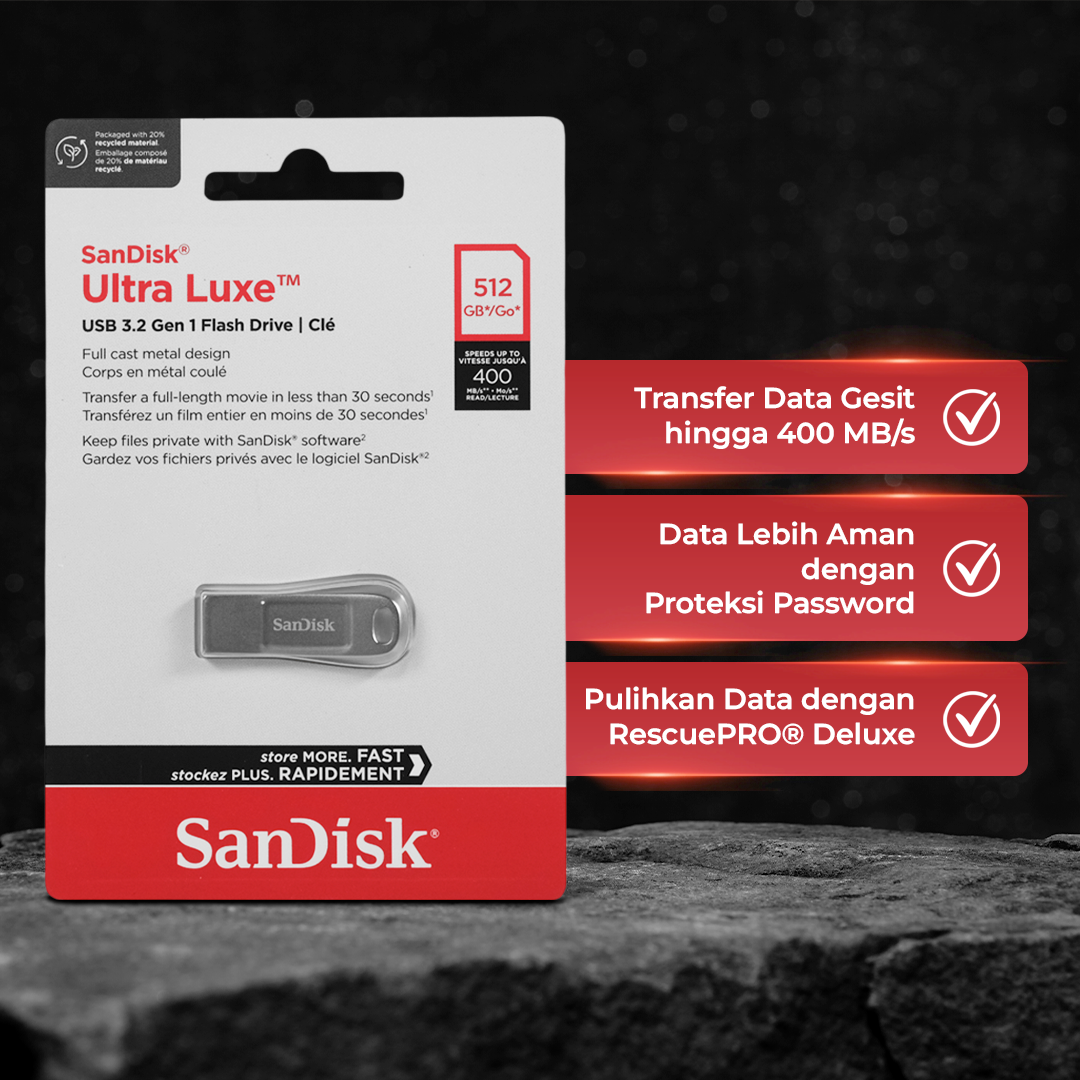 SanDisk Ultra Luxe Flashdisk USB 3.2 Gen 1 - SDCZ74