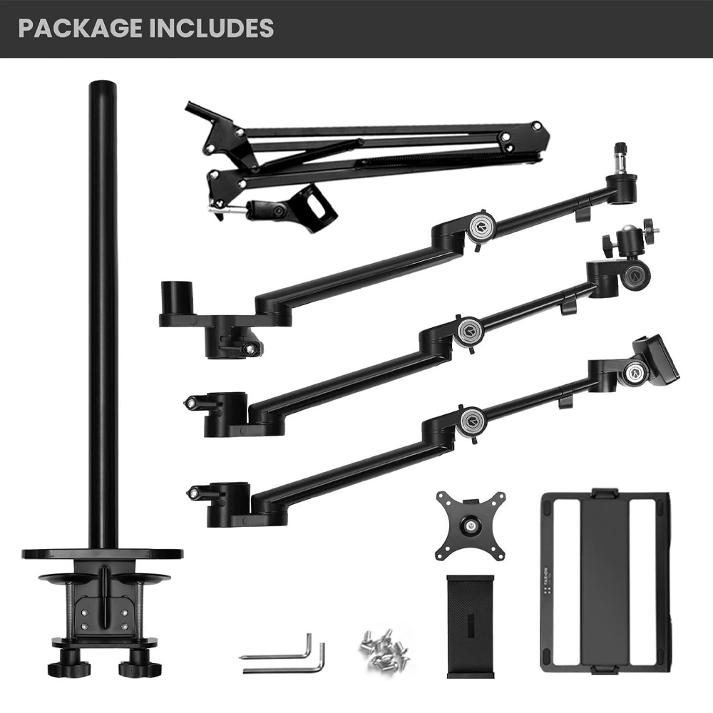 TaffSTUDIO Bracket Desk Mount Multi Arm 4in1 Camera Mic Monitor Holder - KMD-Z1