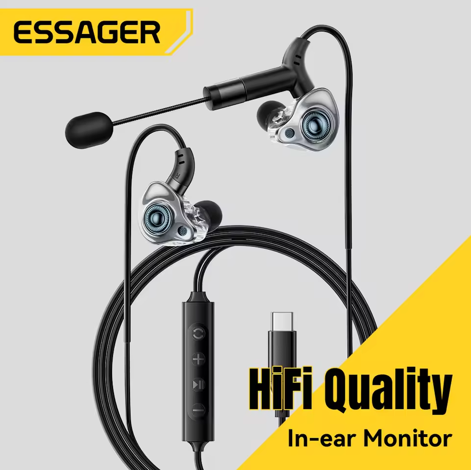 ESSAGER Earphones Karaoke Sound Card HiFi Stereo 1.2M with Mic - SK1