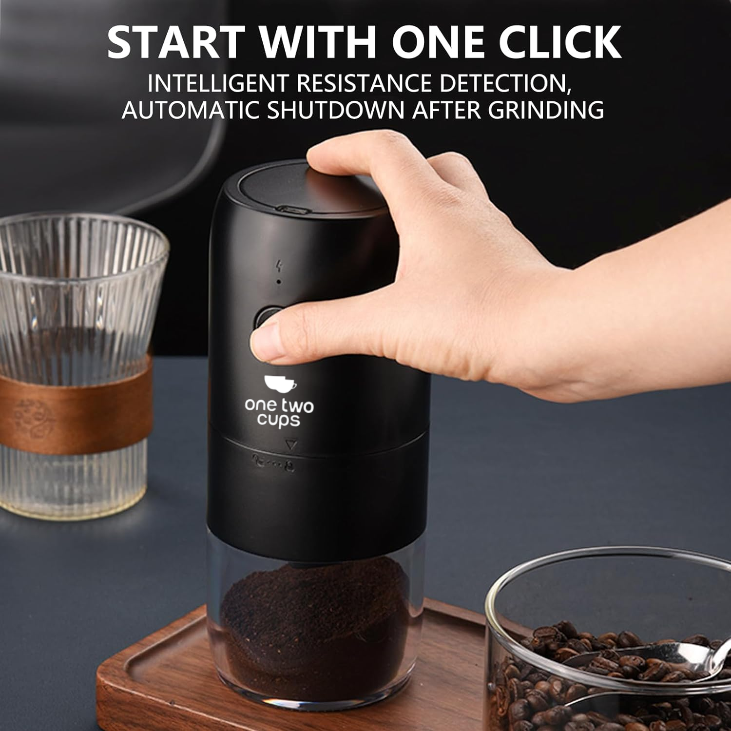 CLITON Alat Penggiling Kopi Elektrik Coffee Grinder Adjustable 1800mAh - KMDJ-2A