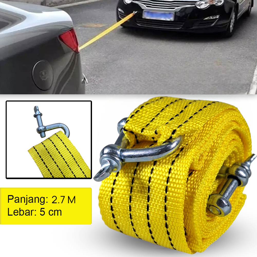 JEELY Tali Derek Mobil Emergency Tow Rope Metal Buckle U-Type 2.7M - JL30