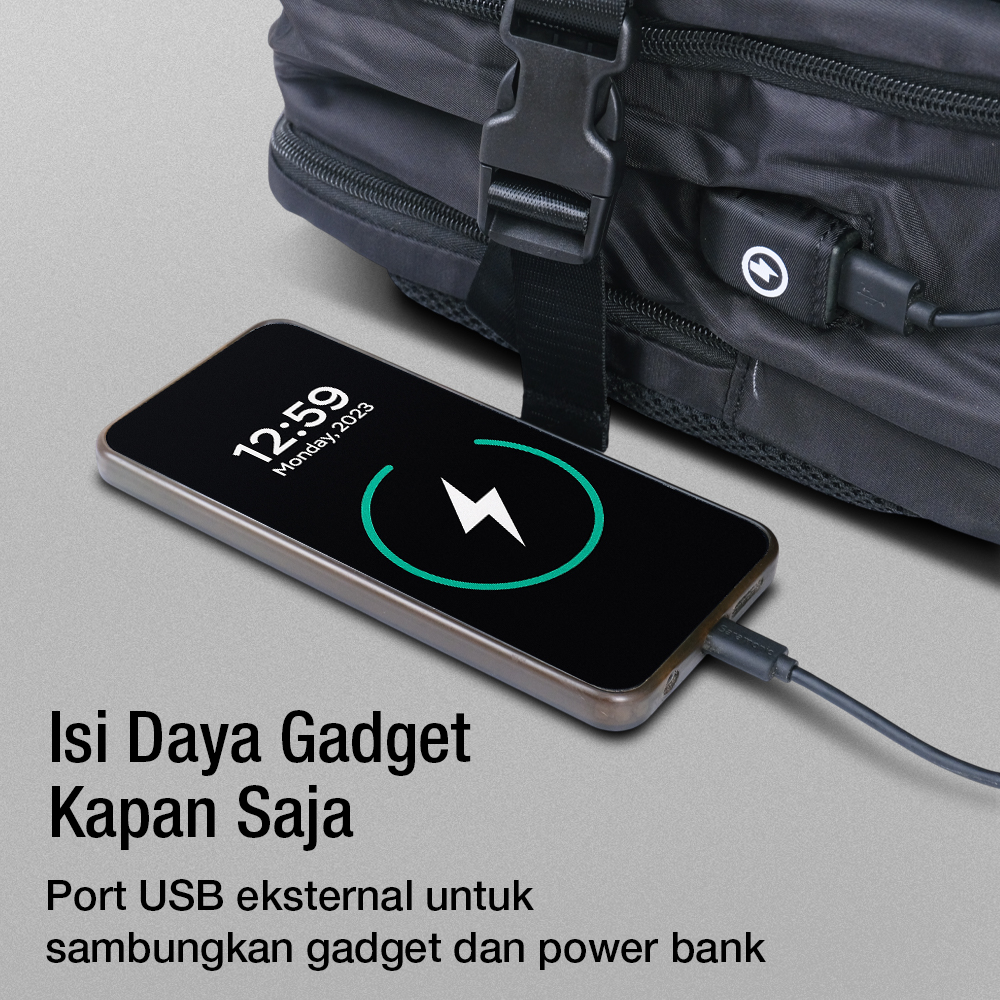 SHOPOVIA Tas Ransel Laptop Travel Bag Waterproof with USB Port 35L - SP14