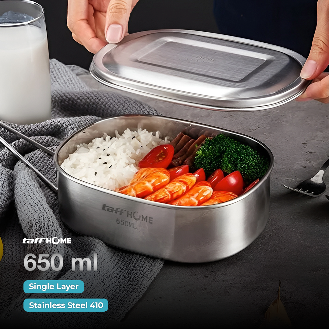TaffHOME Kotak Makan Lunch Box Stainless Steel 410 650ml - HS410