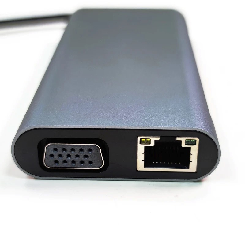 EASYIDEA USB Type C Hub 10 in 1 HDMI VGA USB 3.0 LAN RJ45 Card Reader - VD76