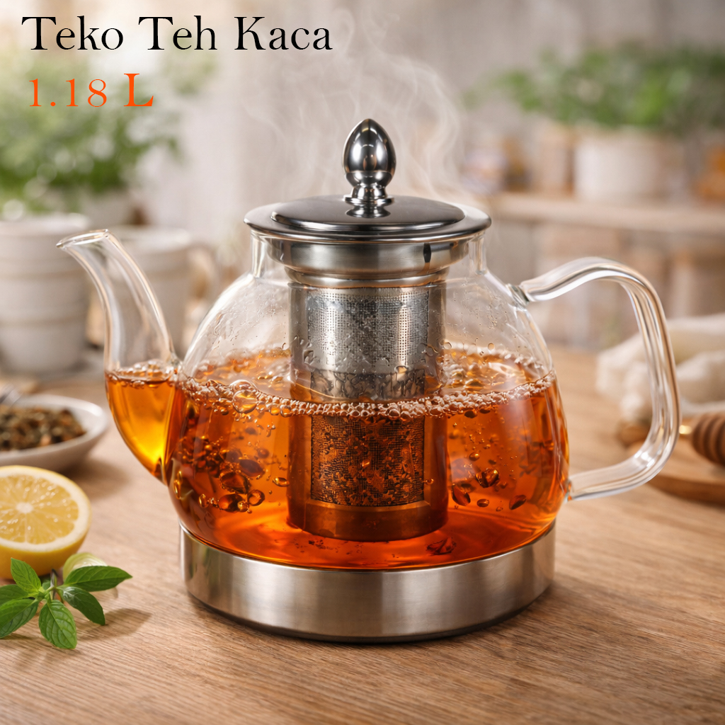 YOMEEI Teko Teh Kaca Saringan Tahan Panas Api Infuser Teapot - TP-760