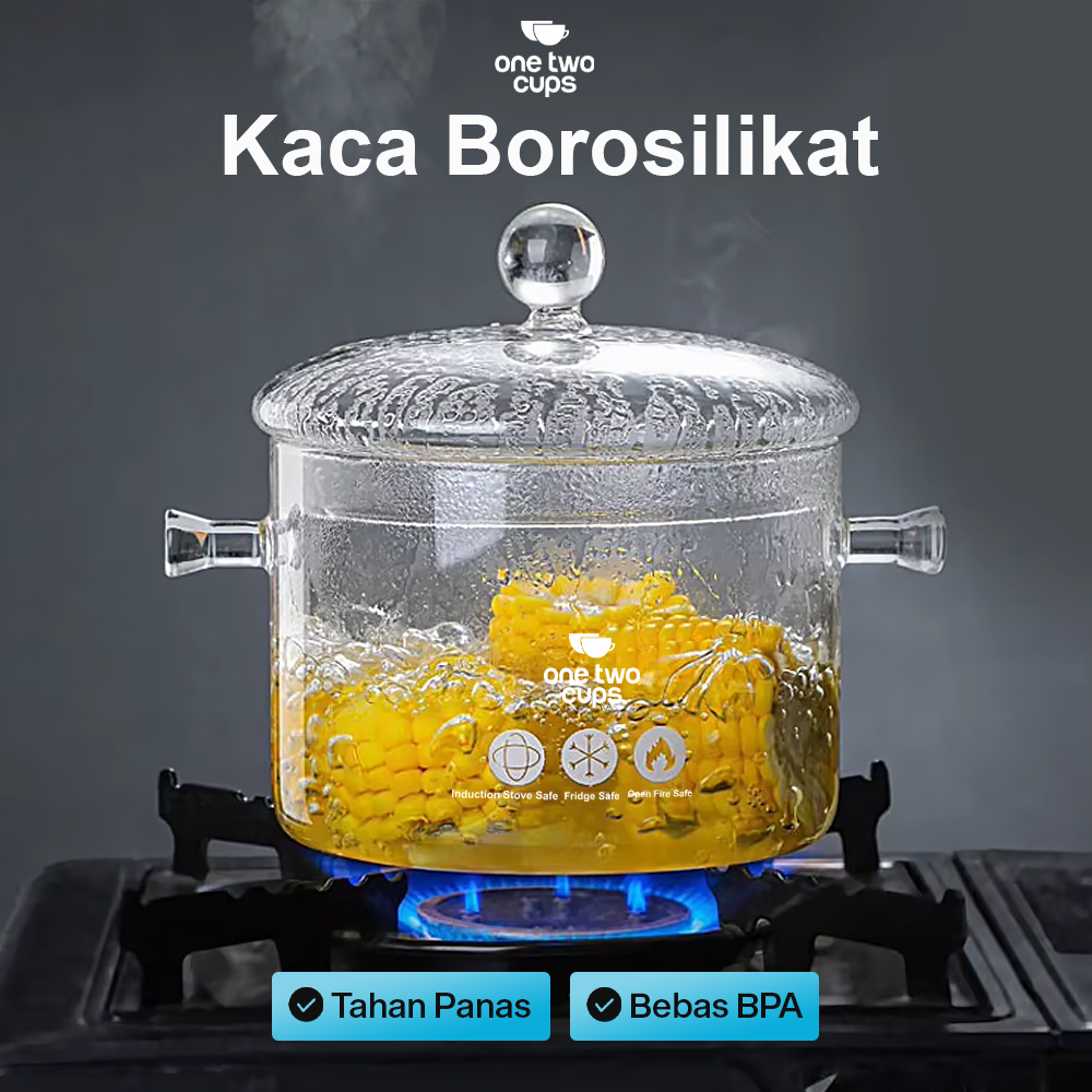 One Two Cups Panci Kaca Glass Cooking Pot Tahan Panas Api 16cm - YWJ-1265
