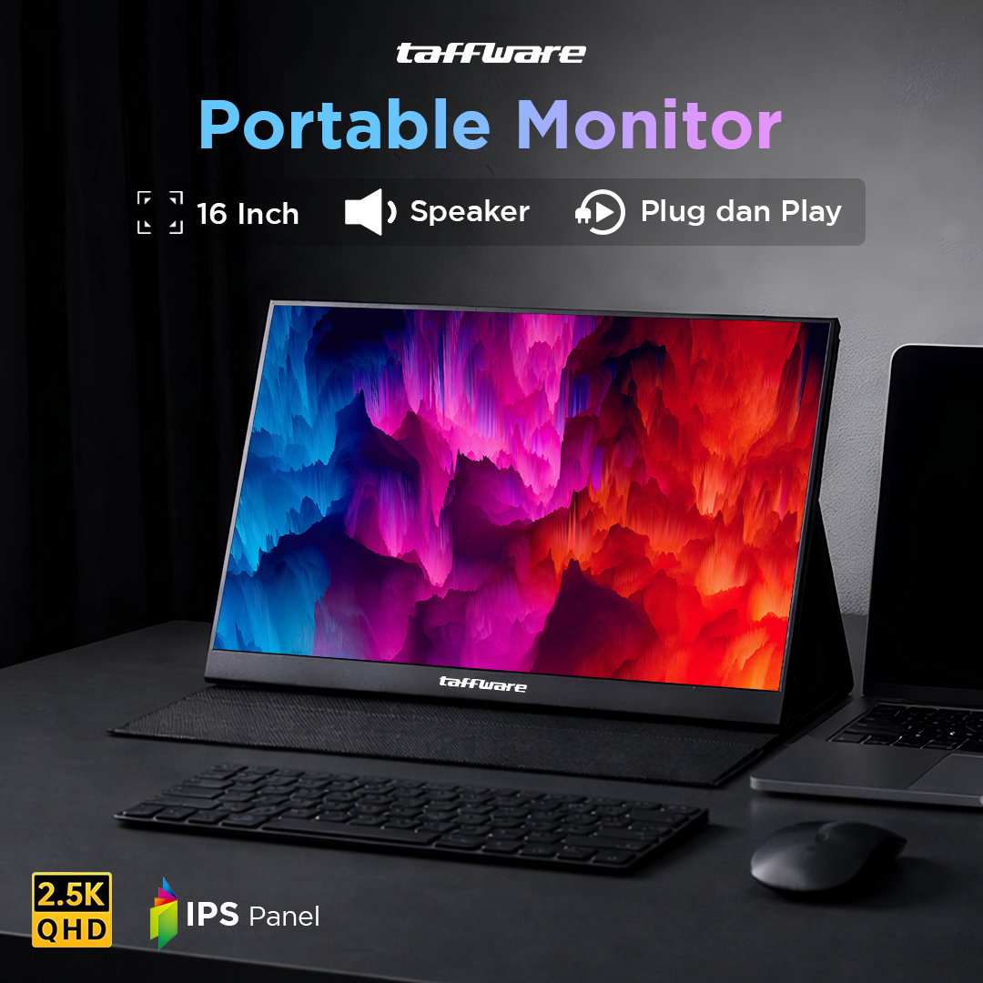 Taffware Portable Monitor 16 Inch IPS QHD 2.5K 60Hz Type C Mini HDMI - 1600XTS