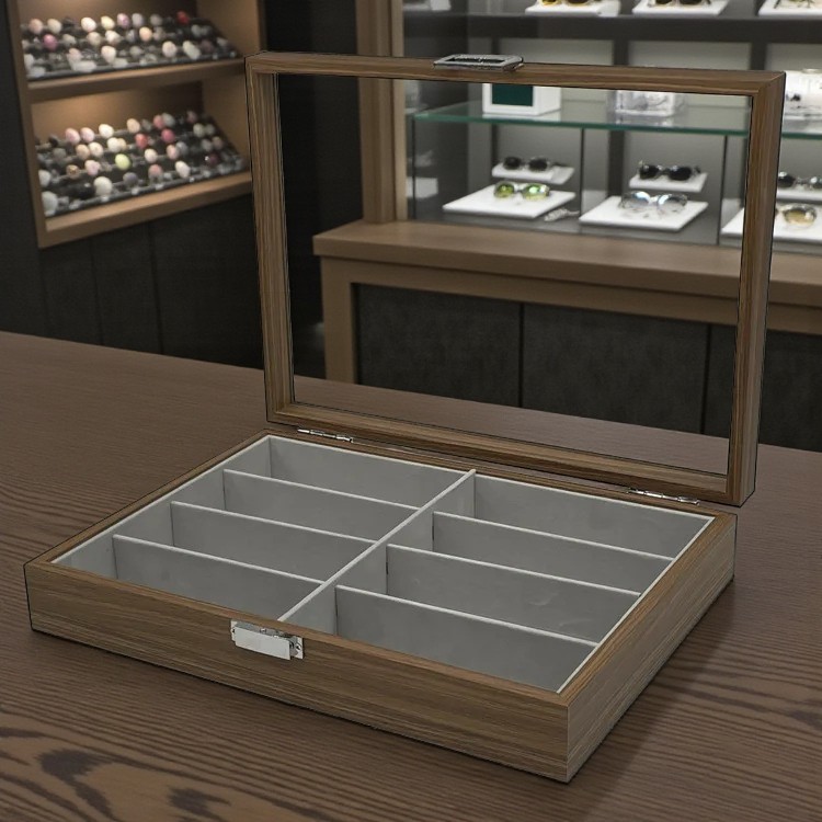 SHISHEN Kotak Display Kacamata 8 Grid Walnut Sunglasses Organizer - SKW150
