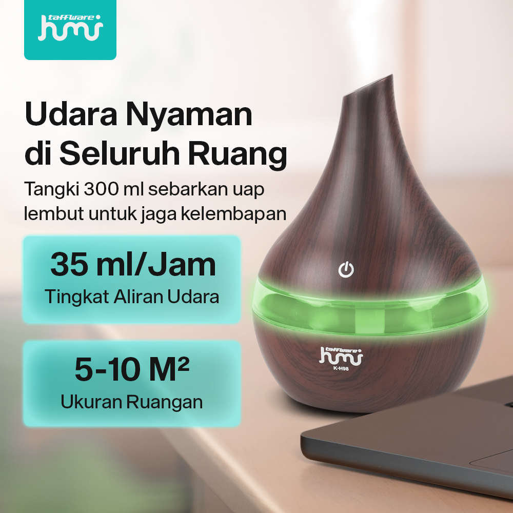 Taffware HUMI Air Humidifier Mini Ultrasonic Wood Grain 300ml - K-H98