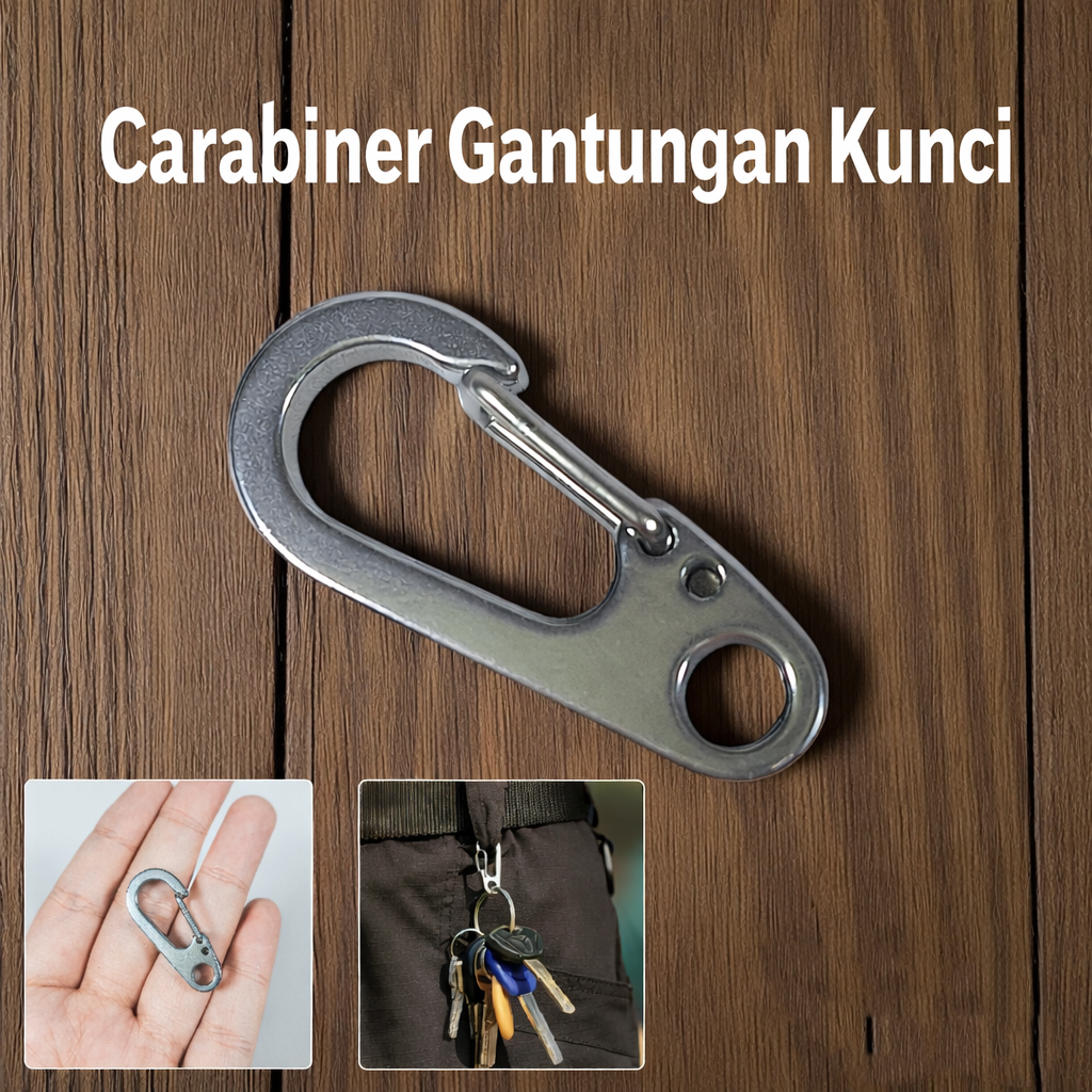 TaffSPORT Carabiner Gantungan Kunci Barang Stainless Steel Snap Hook - AT32