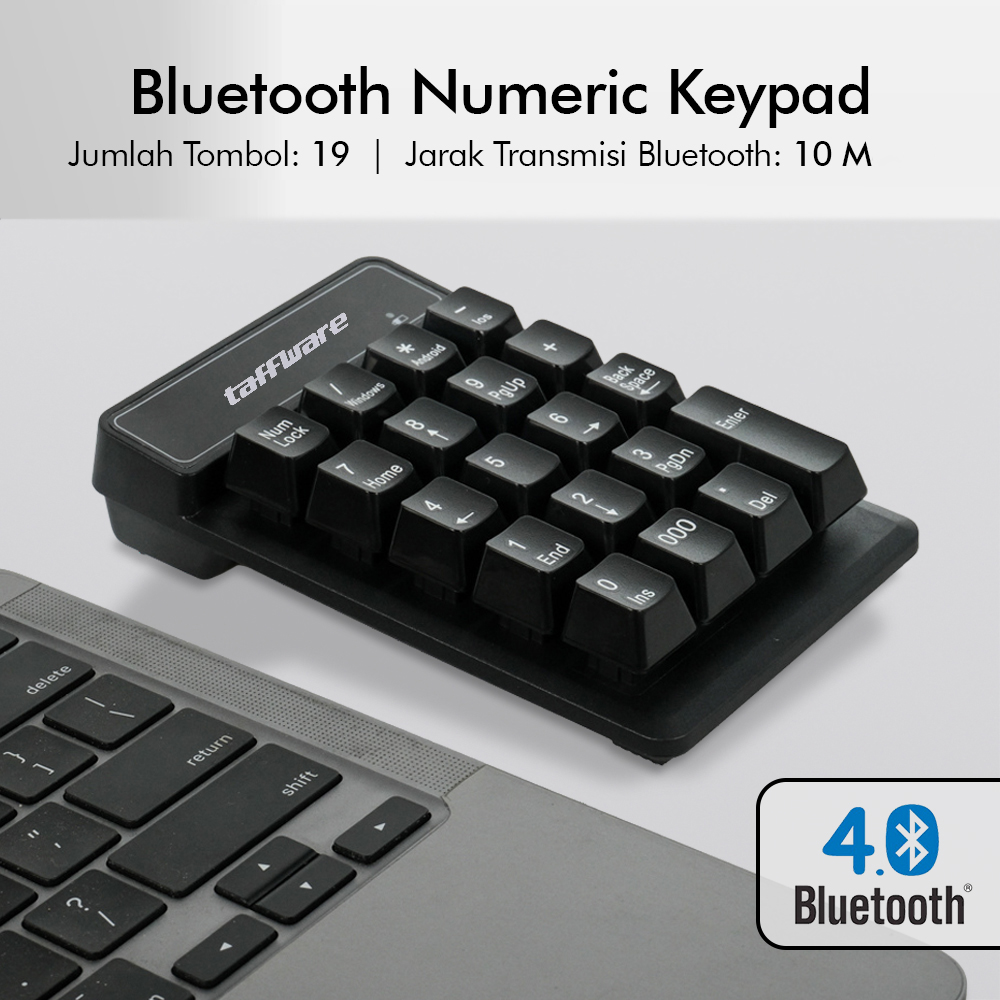 Taffware Keyboard Numeric Numpad Wireless Bluetooth Soft Switch Keypad - E094BT