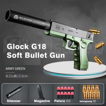 Glock G18 Pistol Senjata Mainan Anak Tembakan Kokang Soft Bullet Gun
