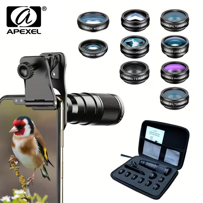 APEXEL 10in1 Lensa Smartphone Telephoto Wide Macro Fisheye - APL-22XDG9