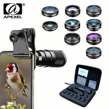 APEXEL 10in1 Lensa Smartphone Telephoto Wide Macro Fisheye - APL-22XDG9