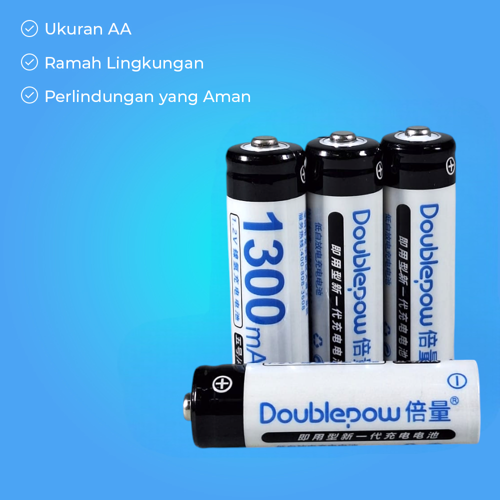 Doublepow Baterai Rechargeable AA Ni-MH 1.2V 1300mAh 4 PCS - DP-AA780