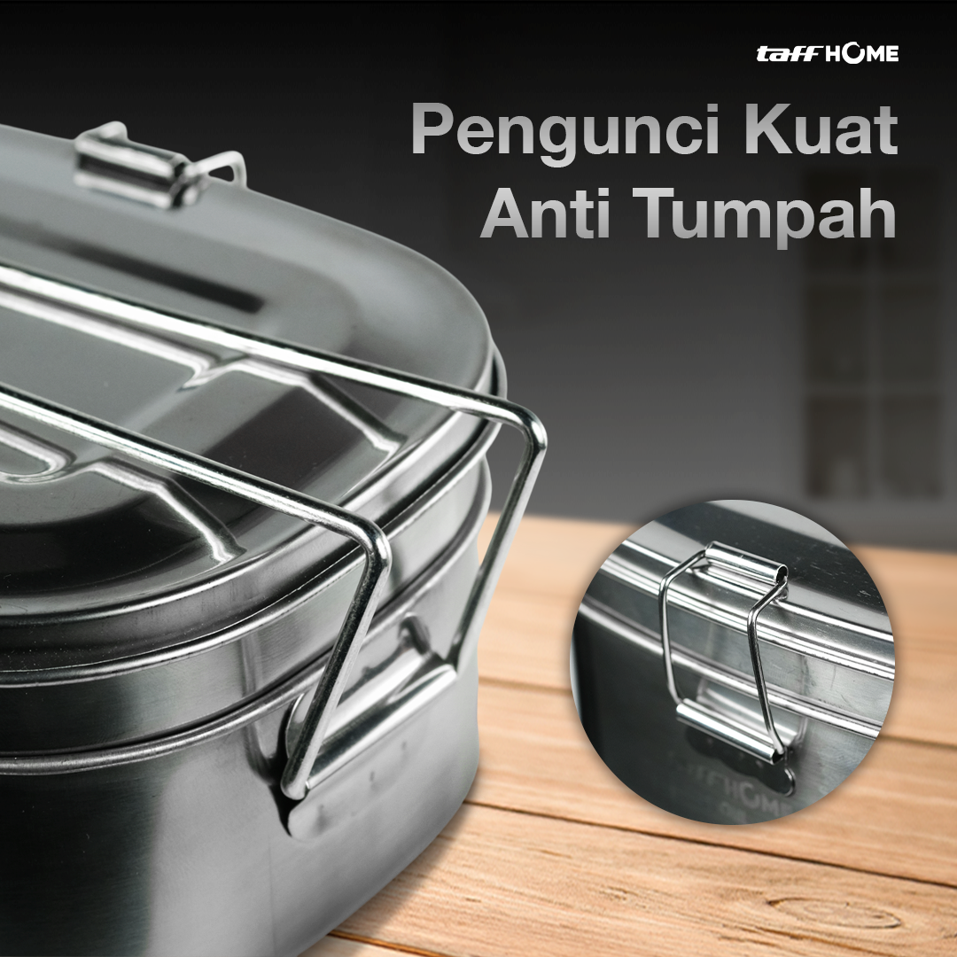 TaffHOME Kotak Makan Lunch Box Stainless Steel Double Layer 950ml - TR-95