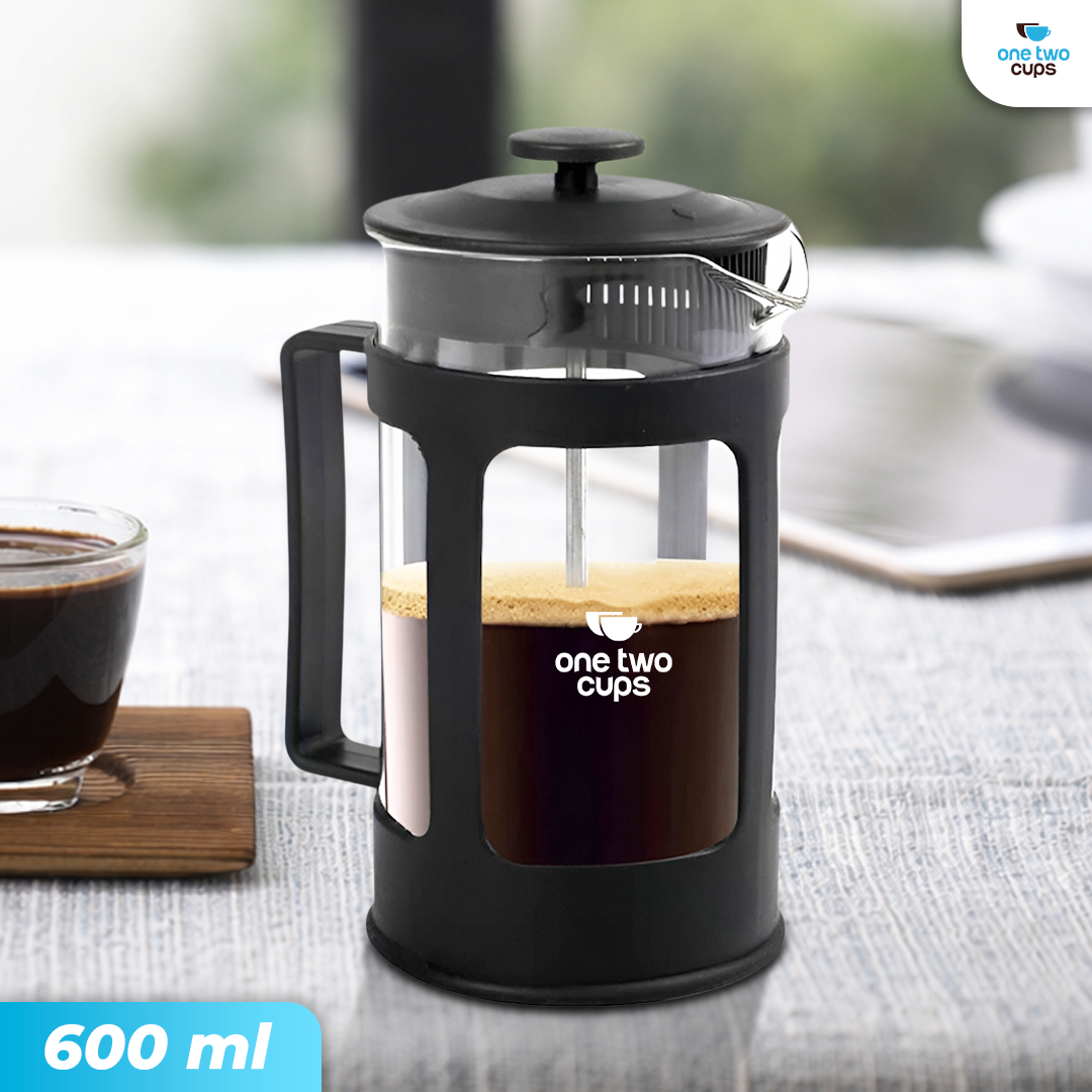 One Two Cups French Press Coffee Maker Pot Plunger Glass - FN40