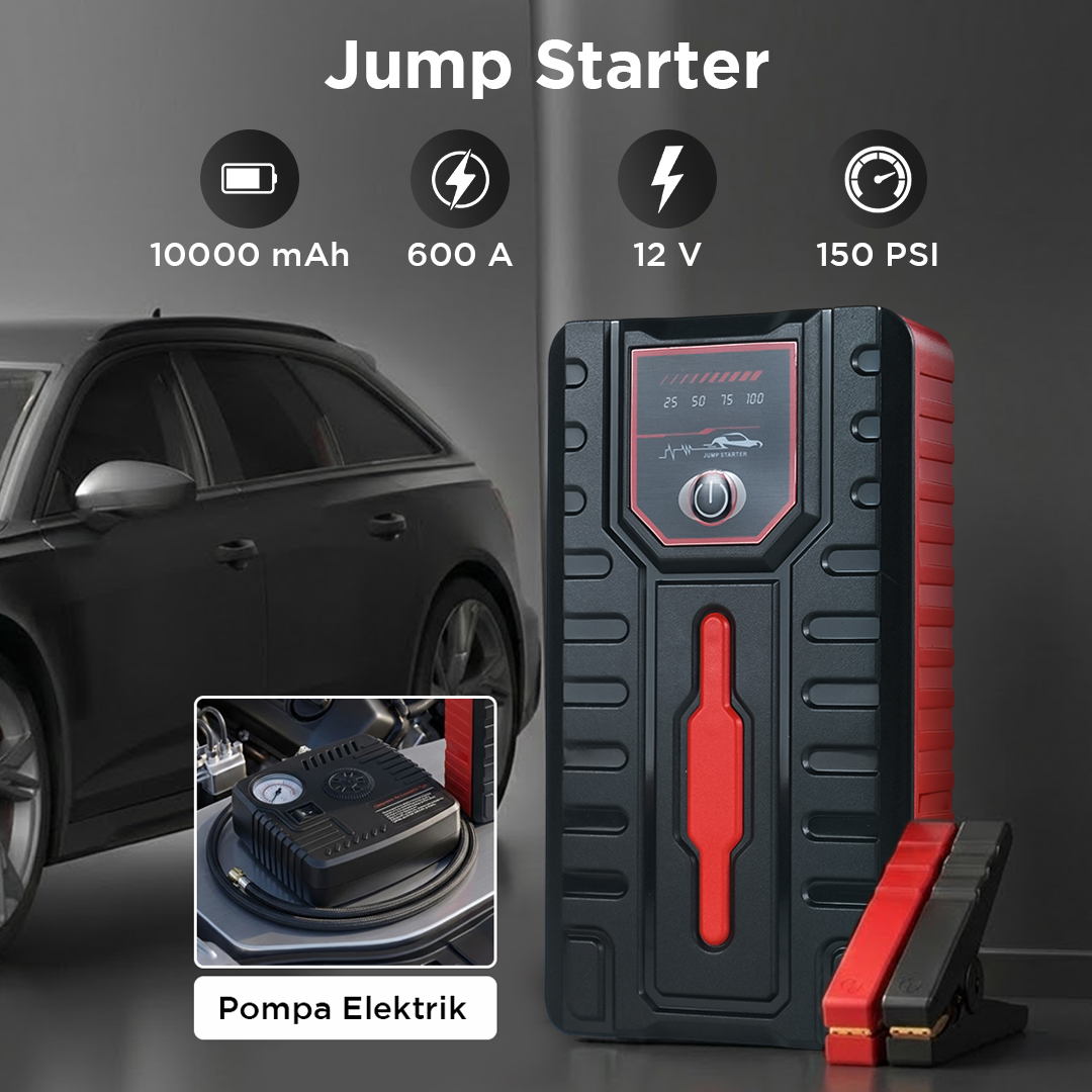 JXIANG POWER Jump Starter Luxury Power Bank Pompa USB 12V 10000mAh - JX-008B