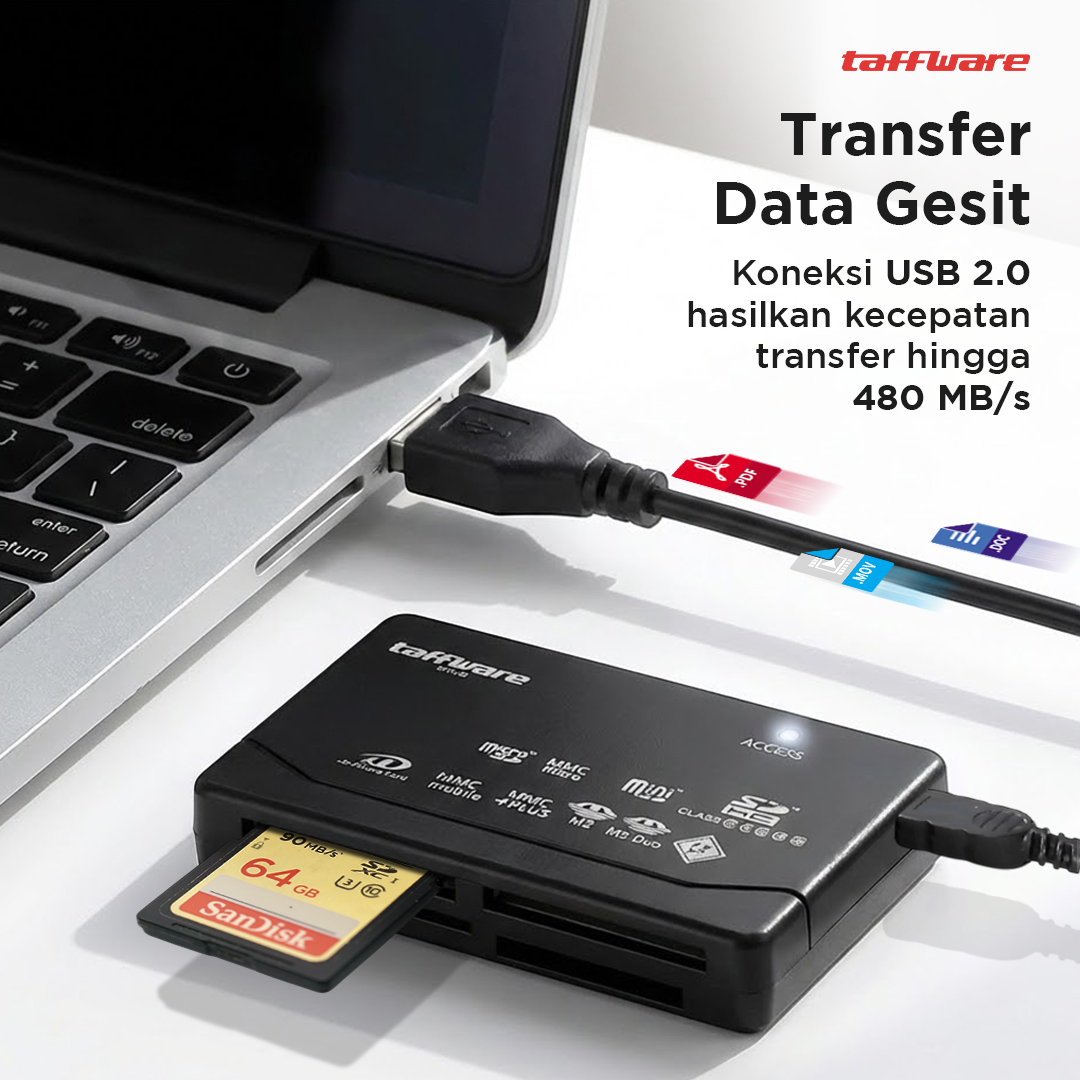 Taffware Card Reader OTG 6in1 USB 2.0 CF SD MicroSD MMC MS XD Card - SHTC-08