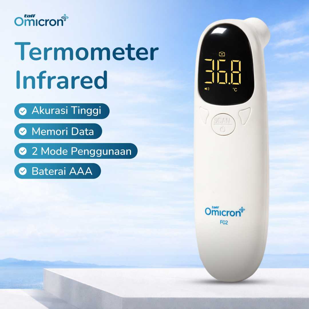 TaffOmicron Termometer Suhu Badan Digital Thermogun Infrared Memory - F02