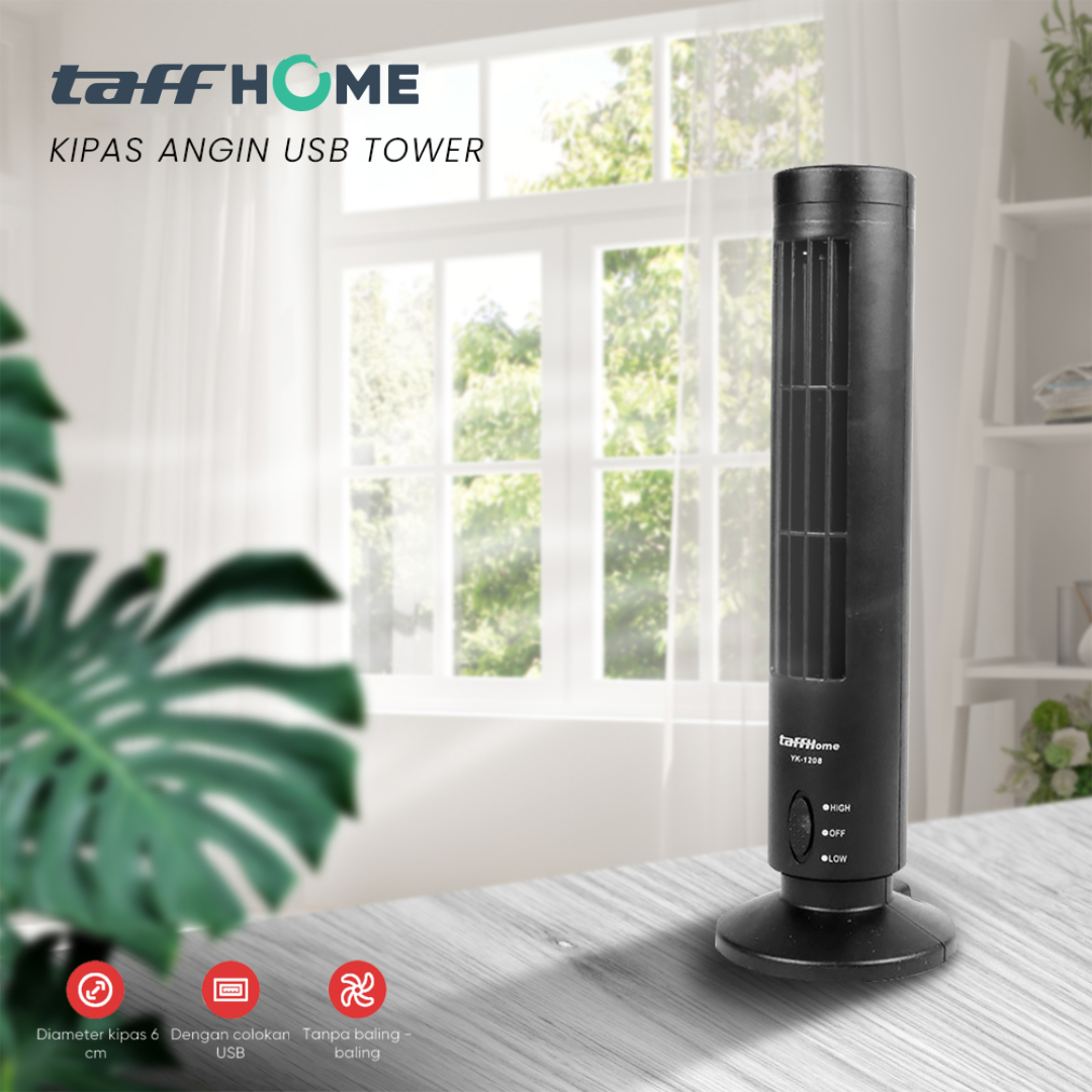 TaffHOME Kipas Angin USB Model Tower 2 Speed - YK-1208