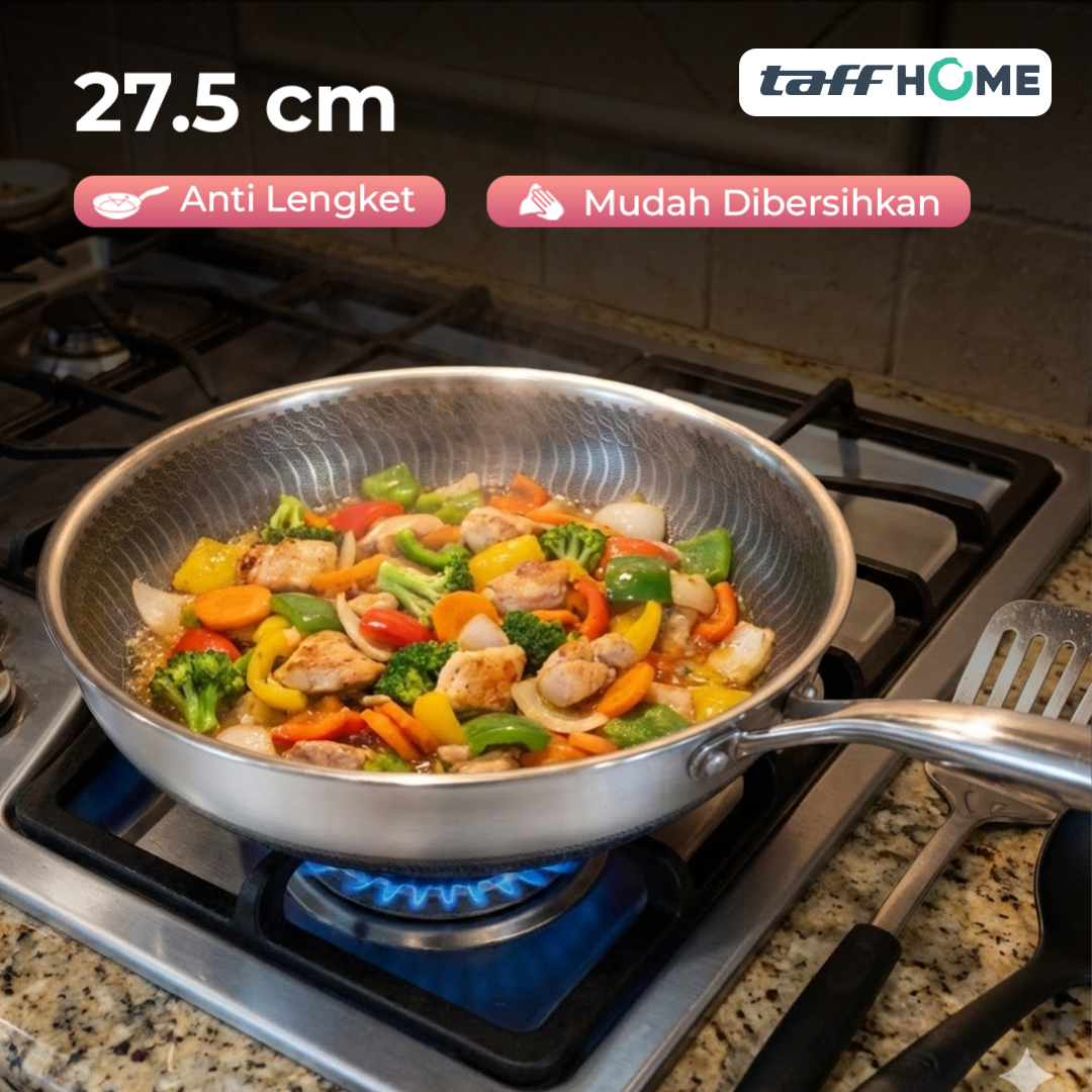 YS Cookware Wajan Penggorengan Frying Pan Stainless Steel Anti Lengket - 316
