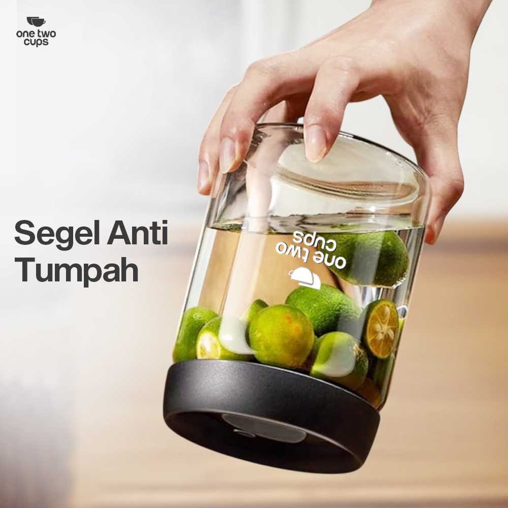 One Two Cups Toples Kaca Penyimpanan Biji Kopi Vacuum Sealed Lid - SE41 - Gambar 4
