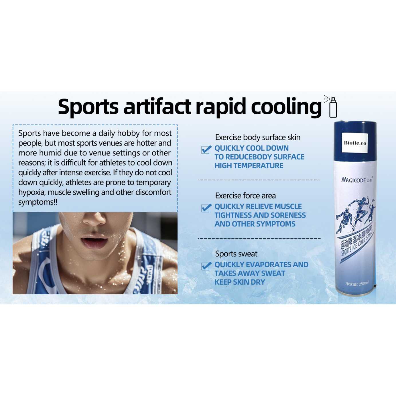 Biutte.co MAGICODE Skin Cooling Spray Ice Cold Semprotan Dingin 250ml - M20CS - Gambar 2