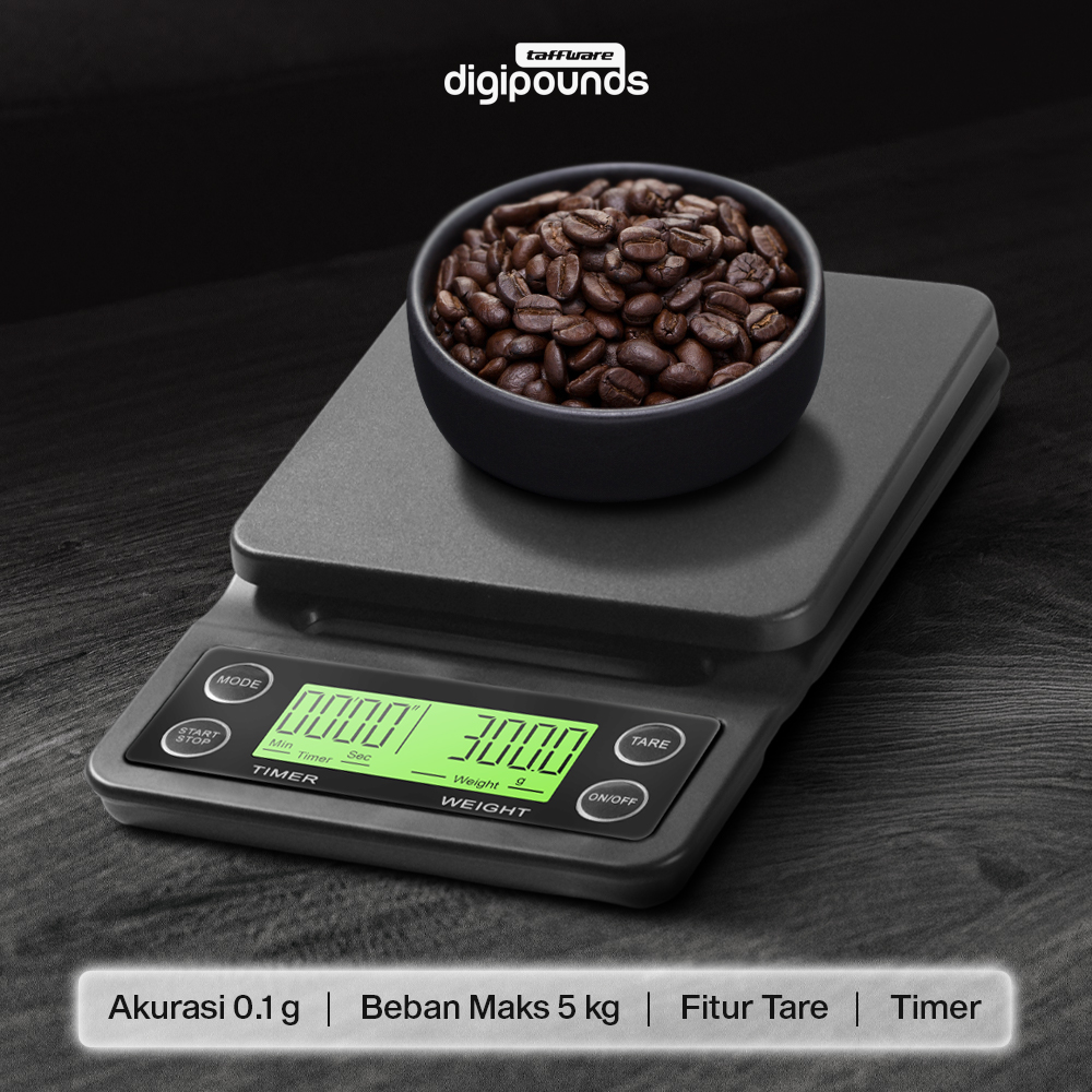 Taffware Digipounds Timbangan Kopi Digital Timer Coffee Scale 5kg 0.1g - MS-K07