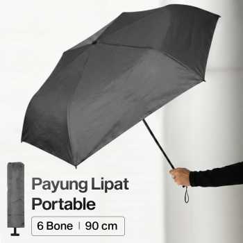 FRRUIWEN Payung Lipat Buka Tutup Manual polos Anti UV 6 Bone 90cm - F-6