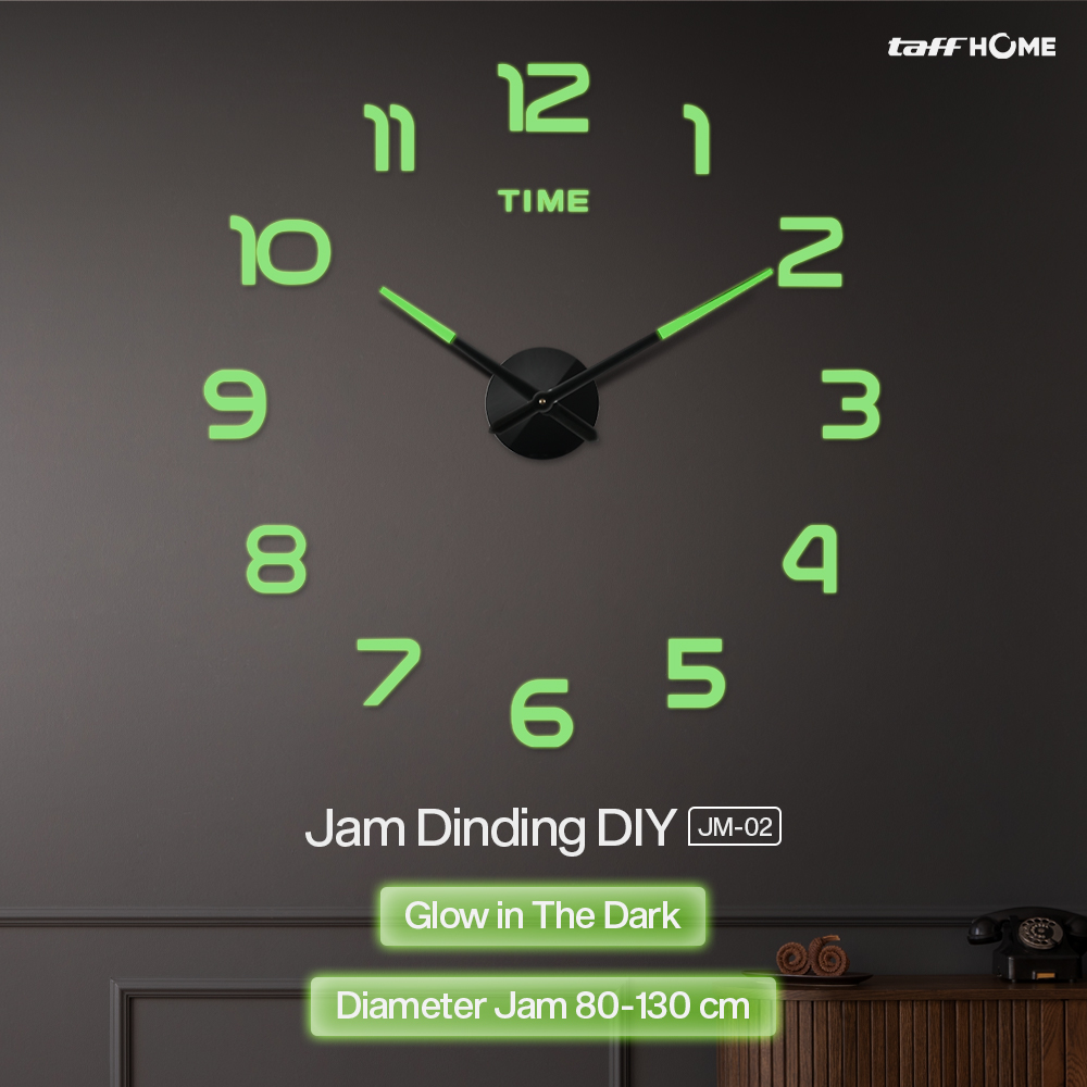 TaffHOME Jam Dinding Bulat DIY Quartz Glow in The Dark 80-130cm - JM-02