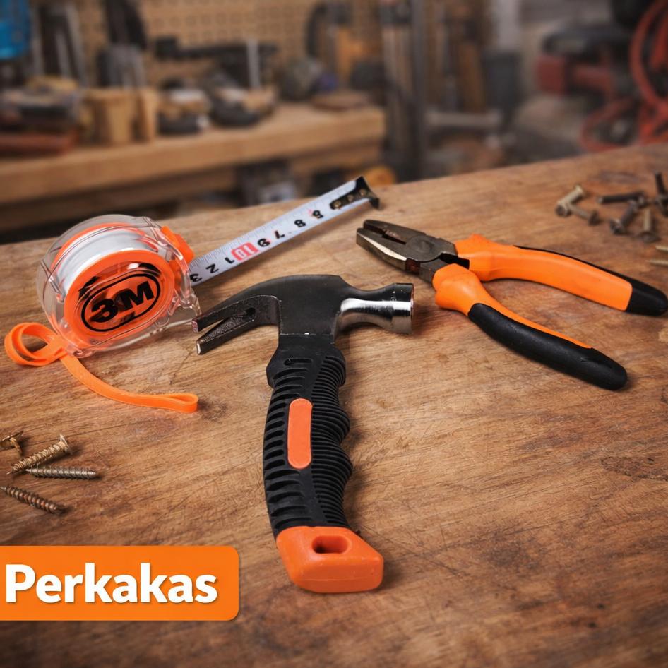 Alat Set Perkakas Tang Palu Obeng Cutter Meteran 8in1